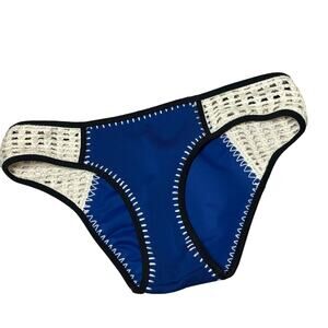 Victoria’s Secret Blue/Cream Bikini Bottom Women's Small